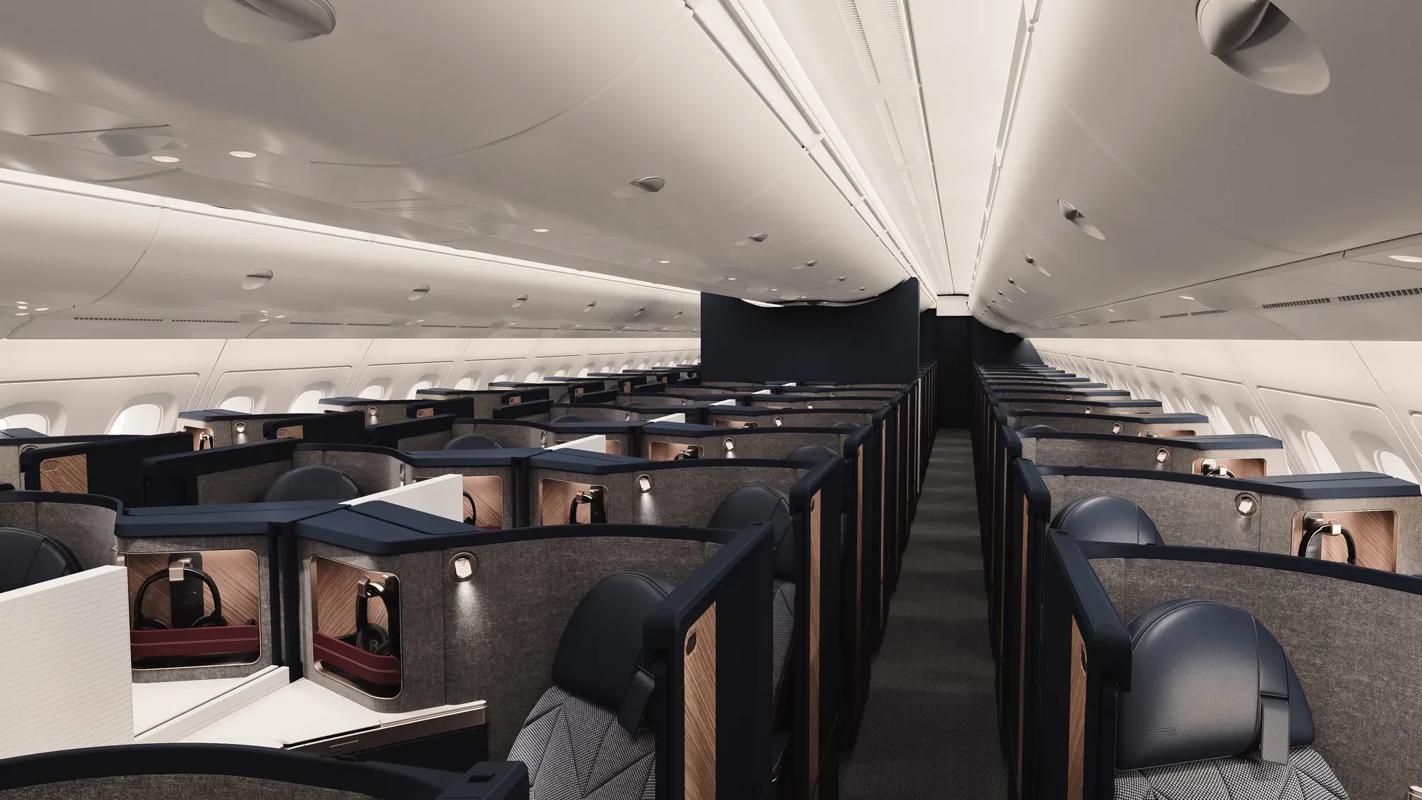 The Club World cabin on the upper deck of the retrofitted A380