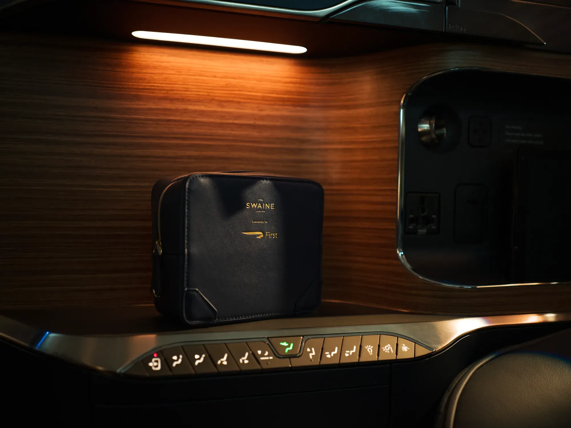 The new First amenity kit by Swaine in a British Airways First suite