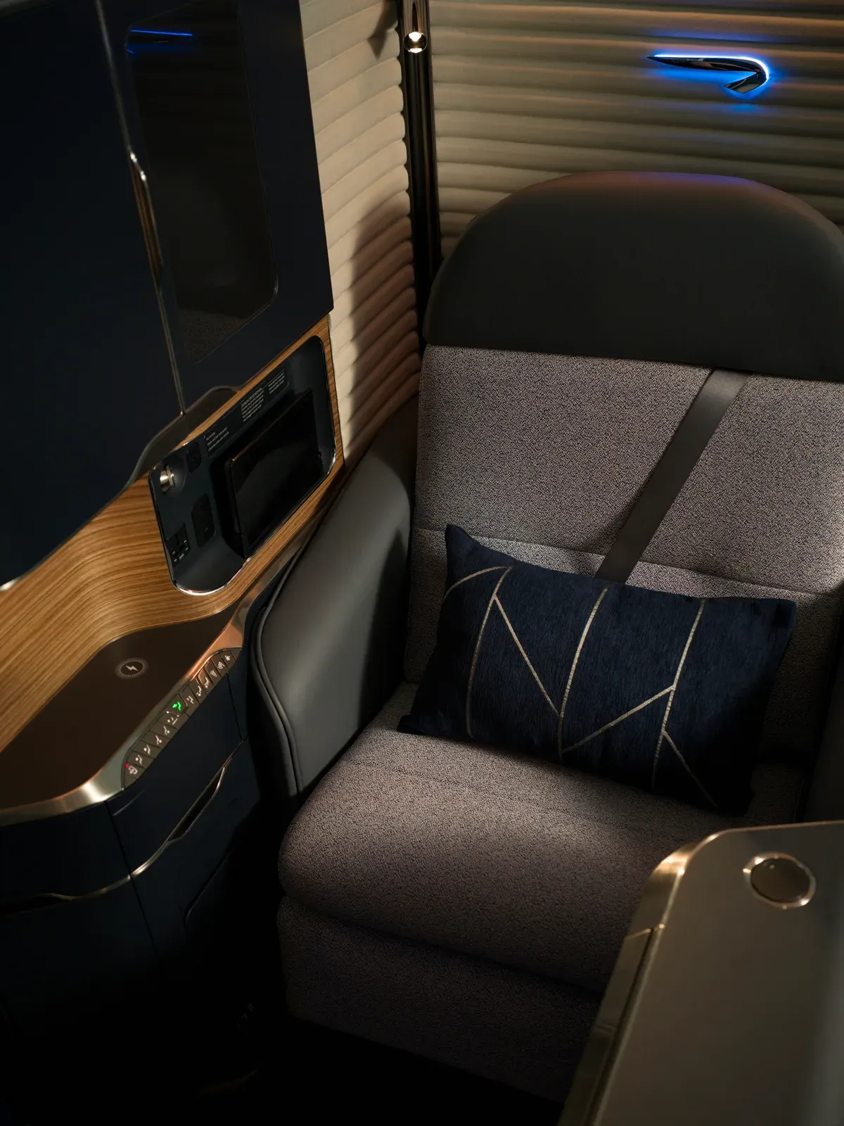 The new British Airways First suite with its day cushion