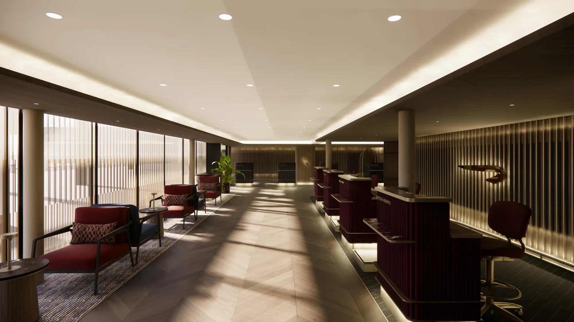 Rendering of the new British Airways and American Airlines First check-in at Heathrow Terminal 3