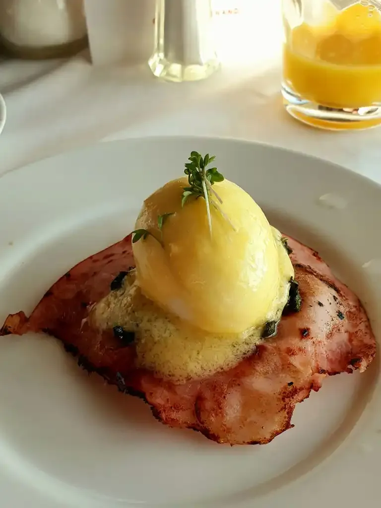 Eggs Benedict for breakfast at the Grand Ferdinand