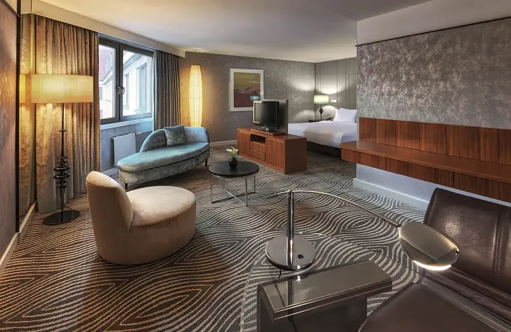 Guest room at the Hilton Berlin