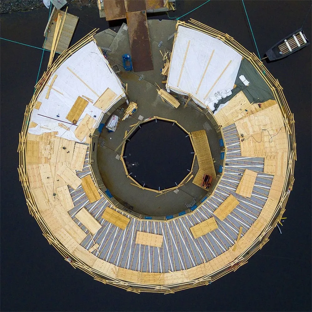 The Arctic Bath on the Lule River from above