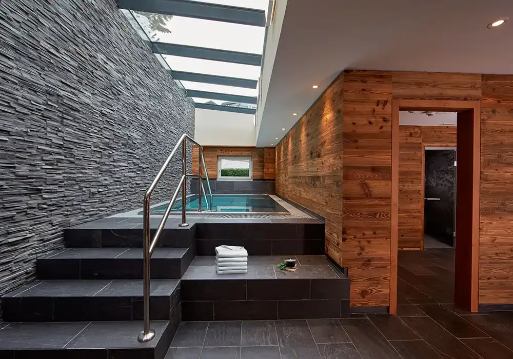 Indoor pool in the spa of The Capra in Saas-Fee