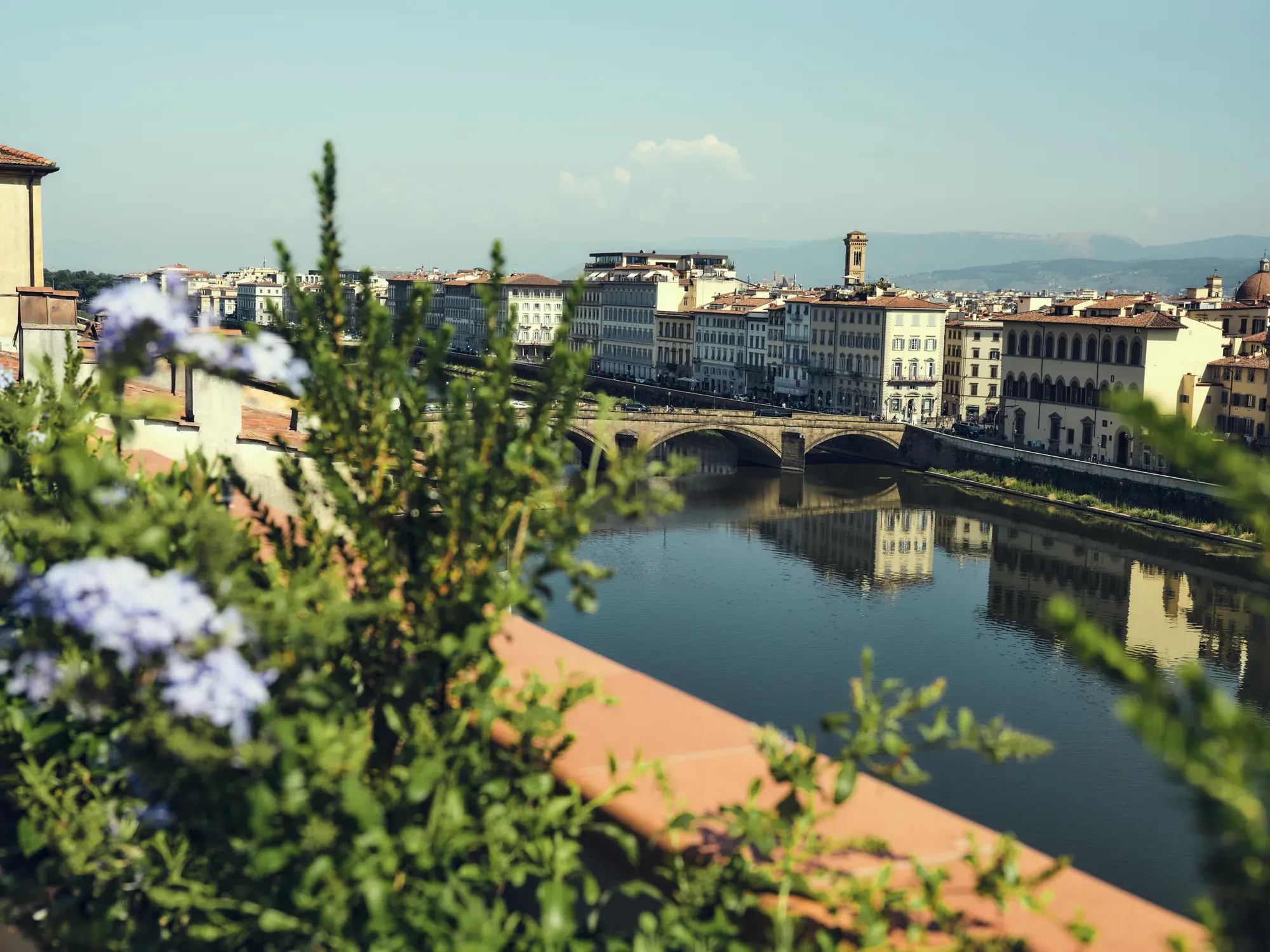 The view over the rooftops of Florence from La Réserve Firenze