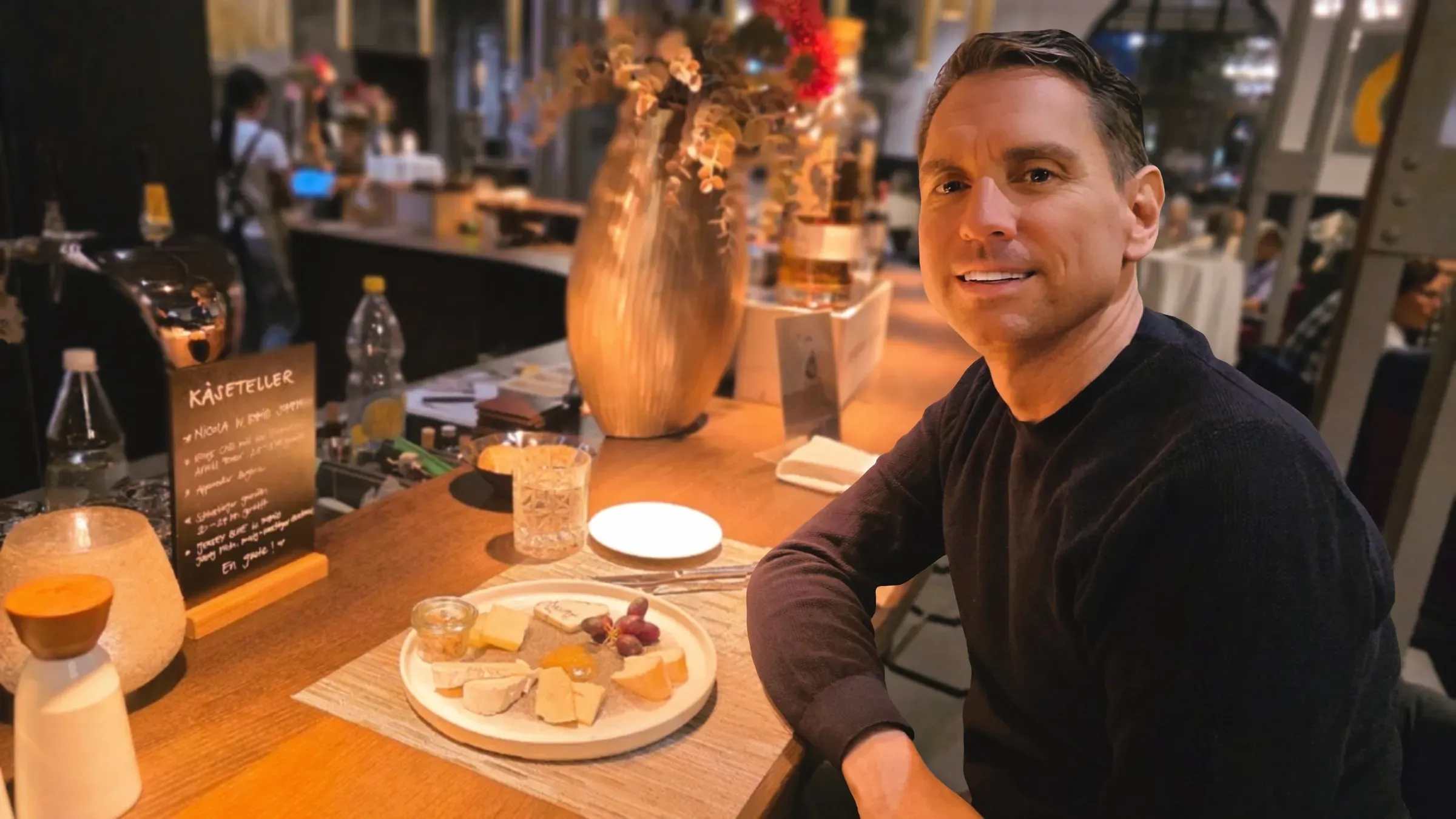 Roger Hohl with the Swiss cheese board at Restaurant Löwengarten in Rorschach