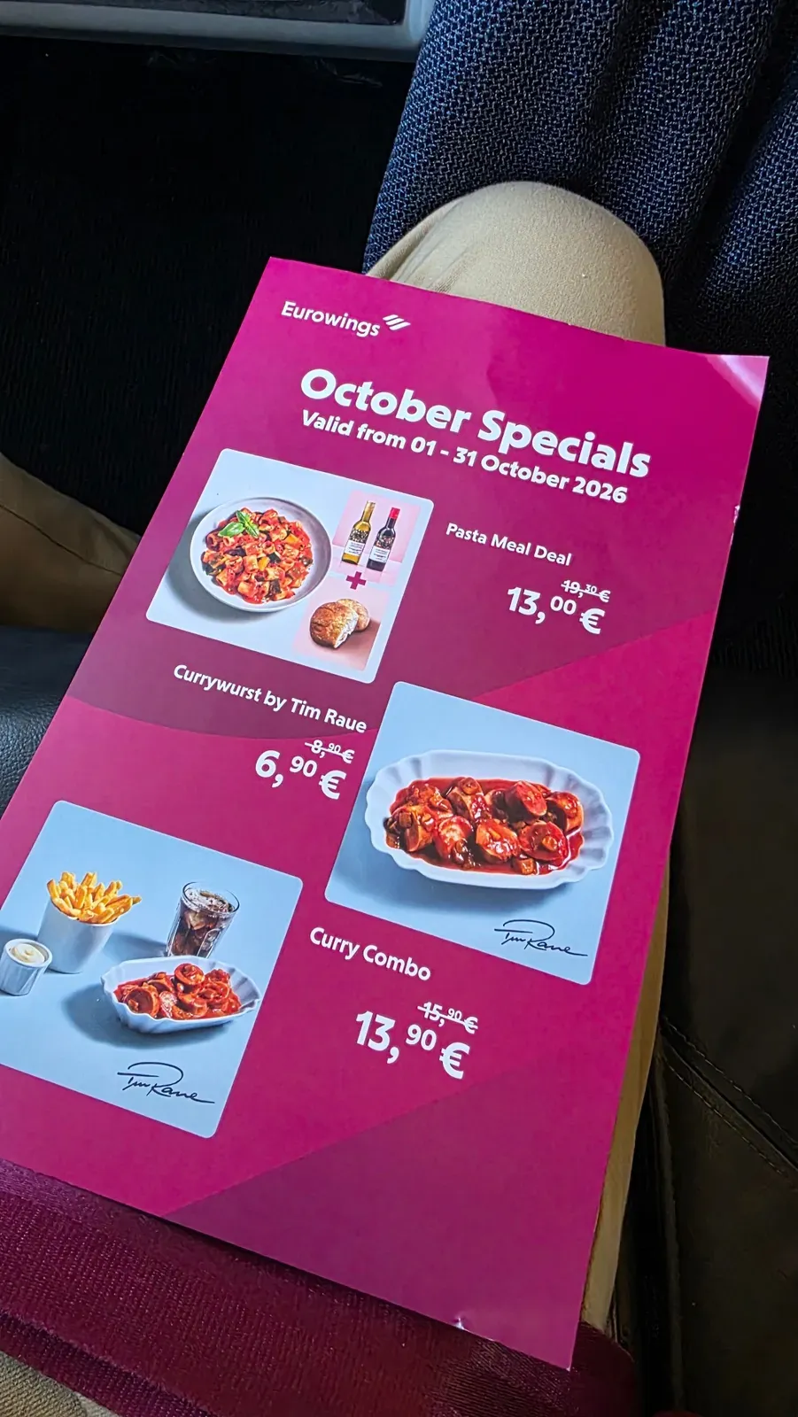 The Eurowings October specials card