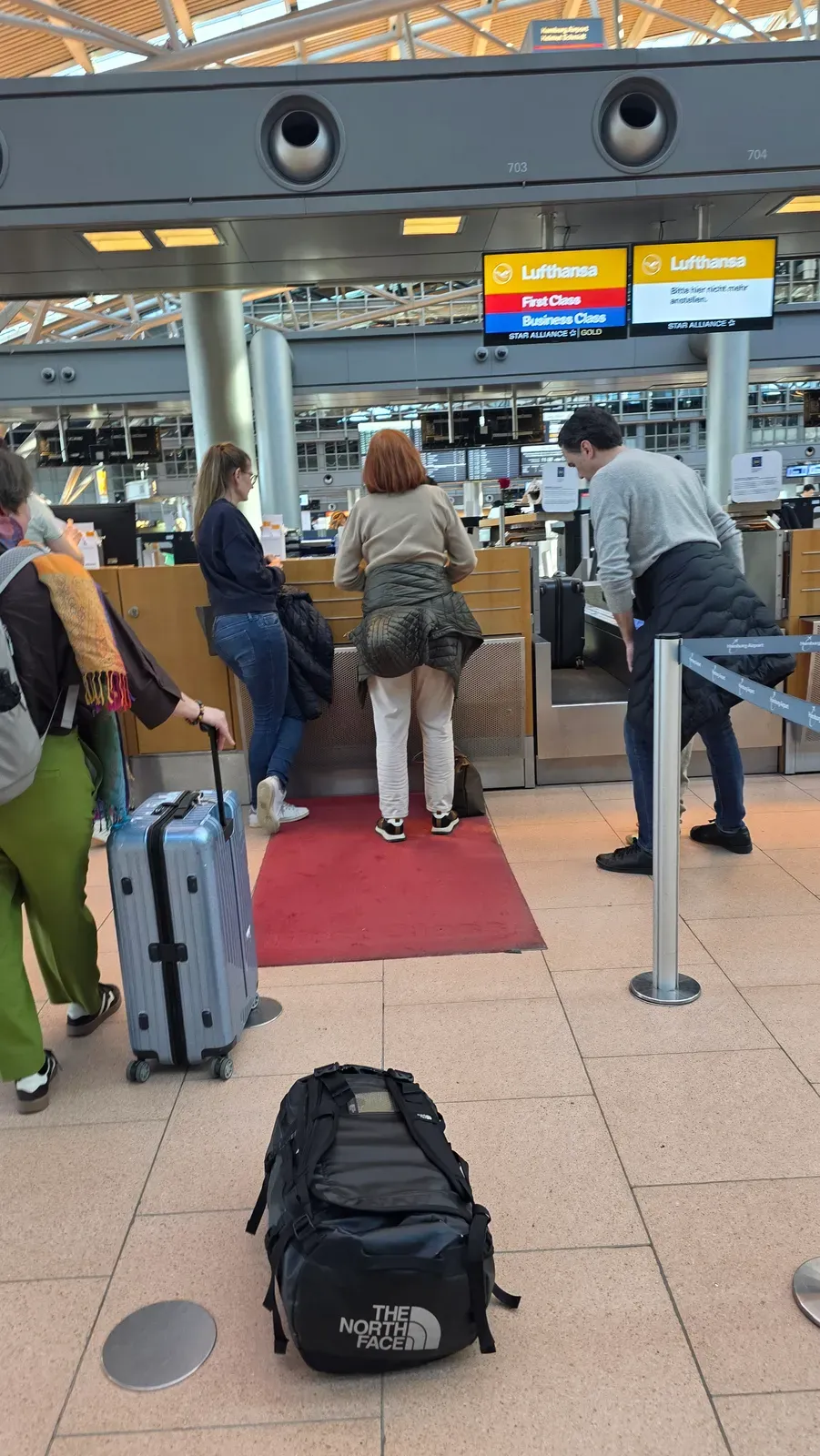 The Lufthansa First Class and Business Class check-in counter at Hamburg Airport