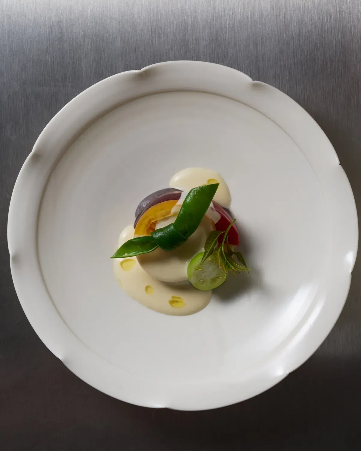 Vegetable course with produce from Hof Blum at Marküs in Zurich