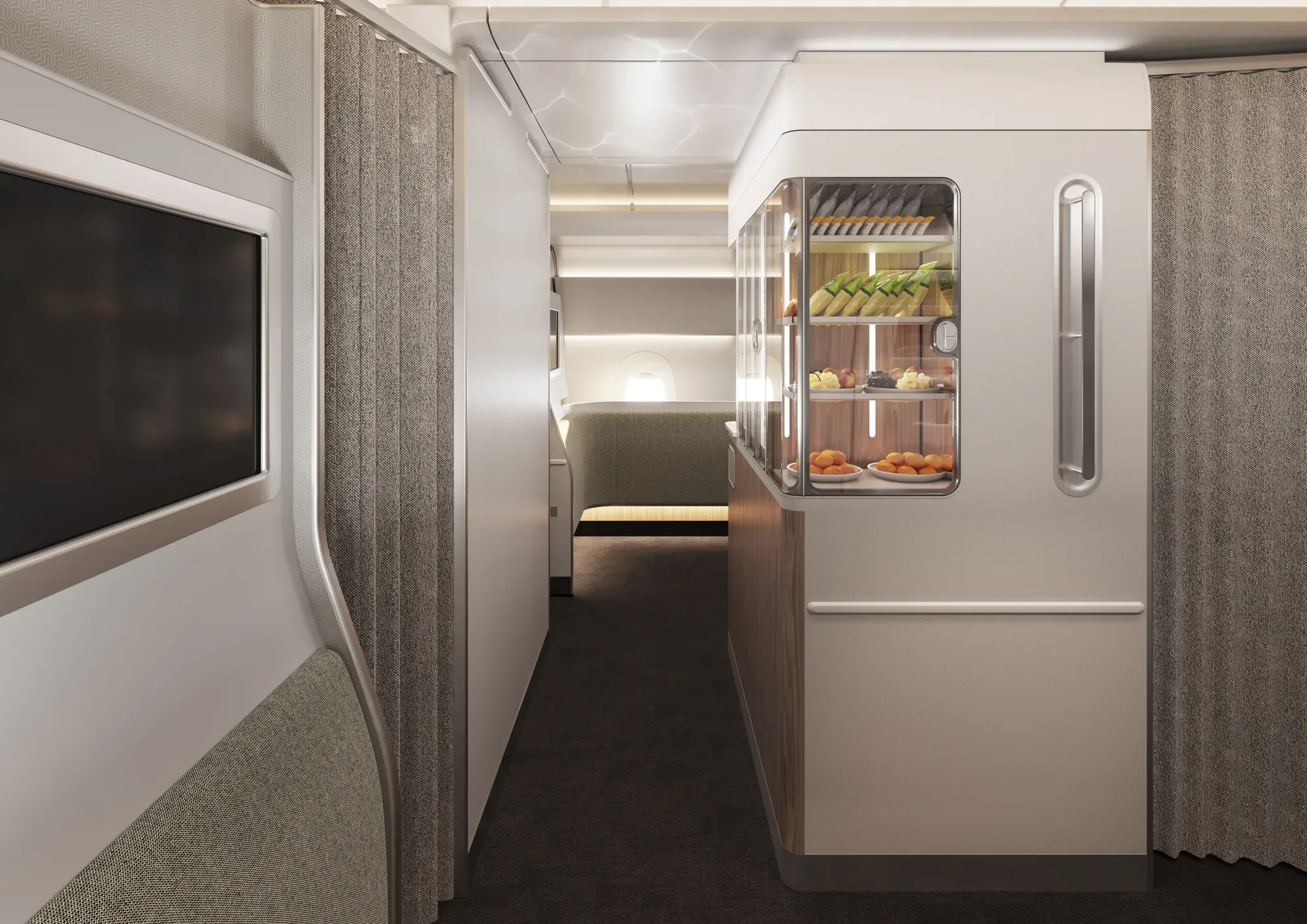 Refreshments in the Wellbeing Zone on the Qantas A350-1000ULR