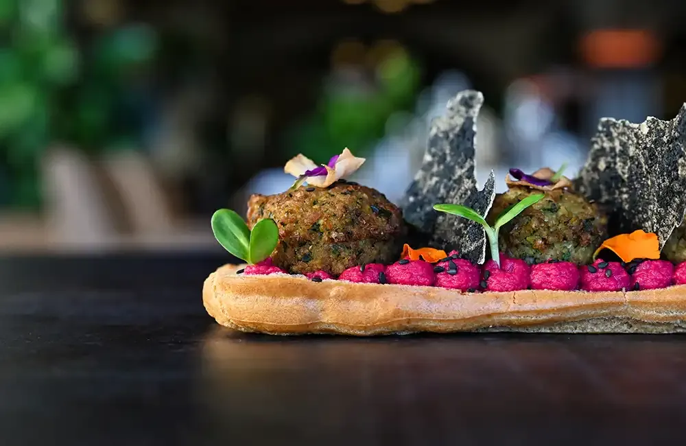 Hummus and falafel éclair at L-Istorja, Kempinski San Lawrenz