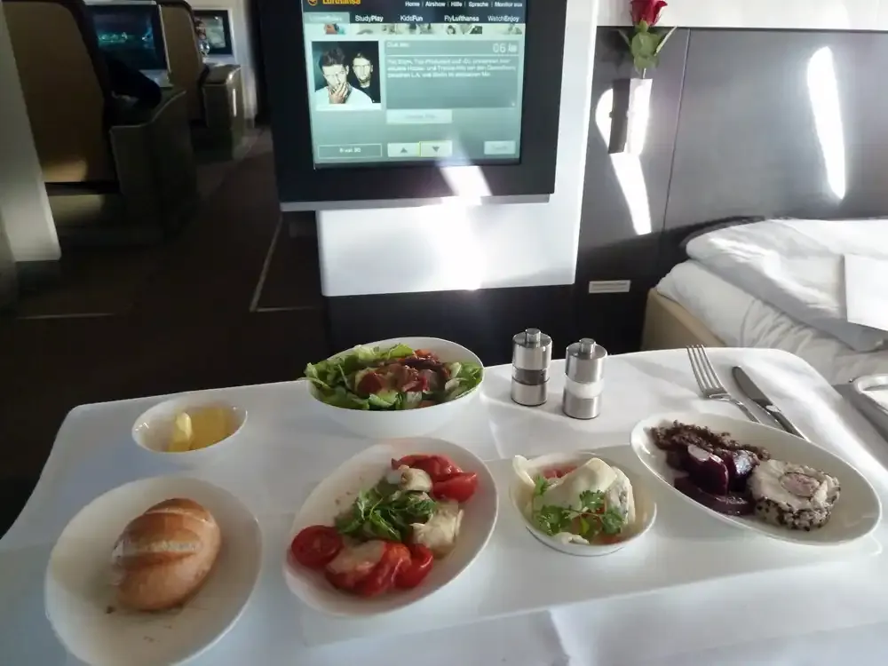 Salads and starters in Lufthansa First Class