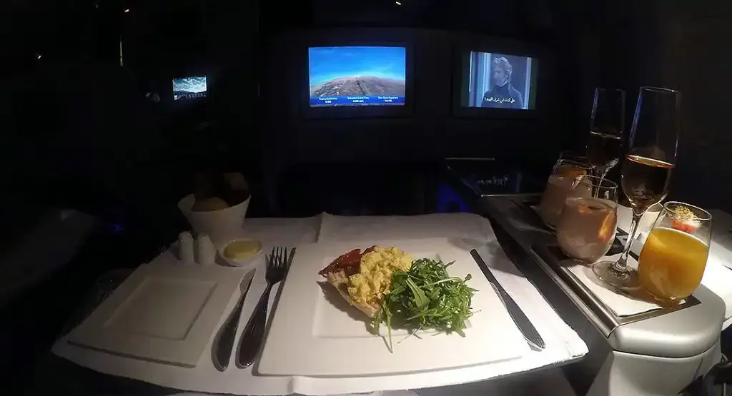 Qatar Airways Business Class meal served at the seat