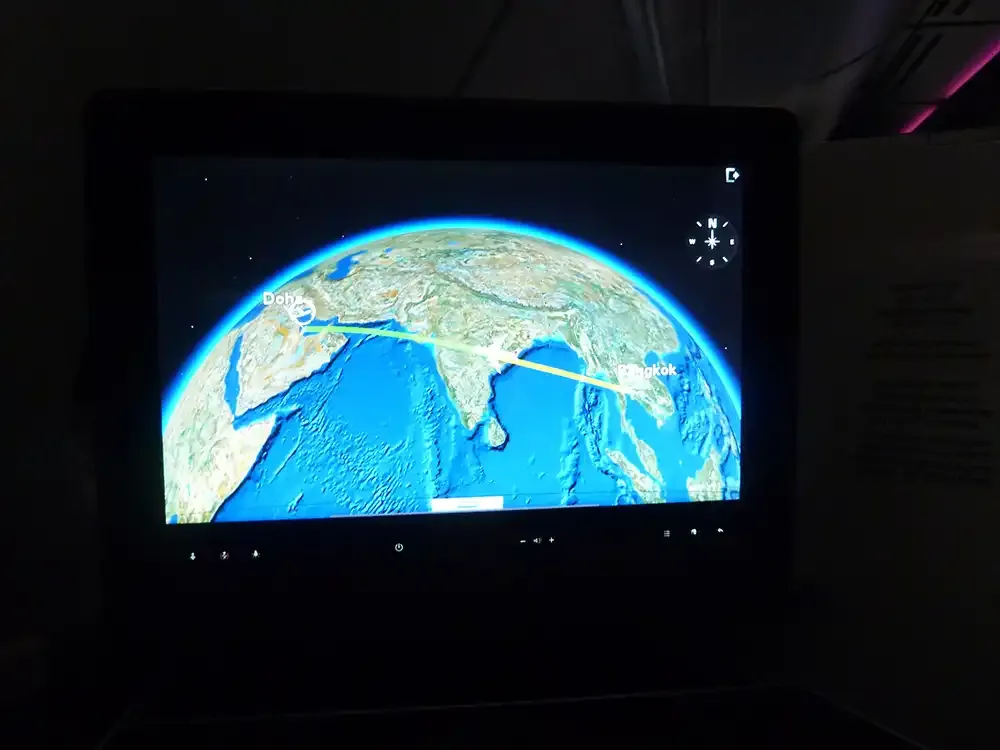 Moving map on the Qatar Airways A380 seatback screen