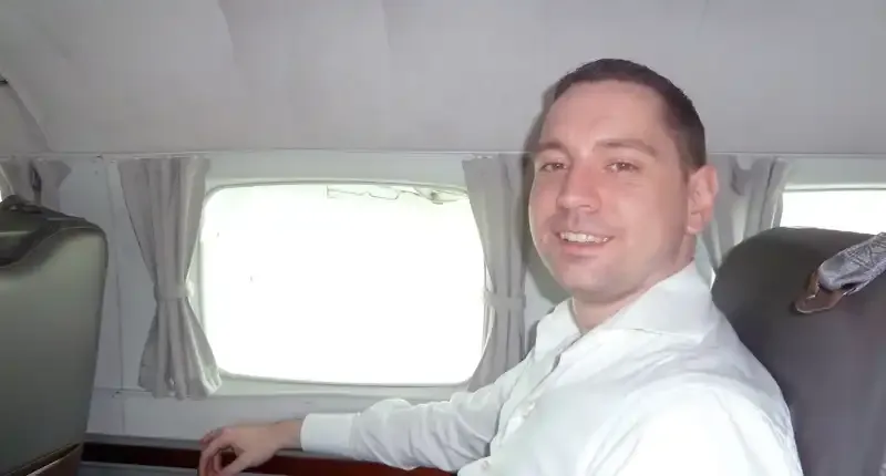 Roger Hohl on the small aircraft to Soneva Kiri