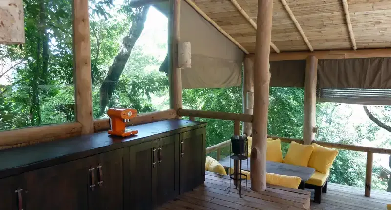 Covered terrace of a villa at Soneva Kiri