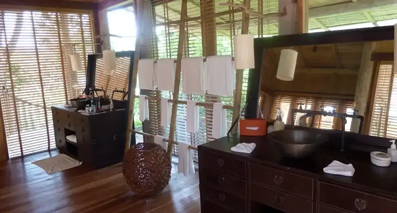 Bathroom of a villa at Soneva Kiri