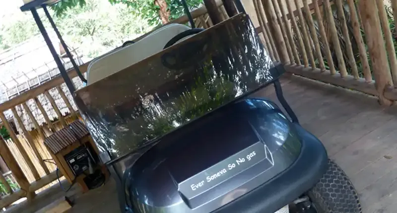 Private buggy at the villa at Soneva Kiri
