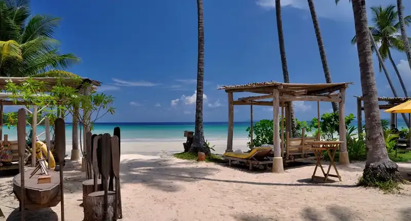 Beach pavilions at Soneva Kiri