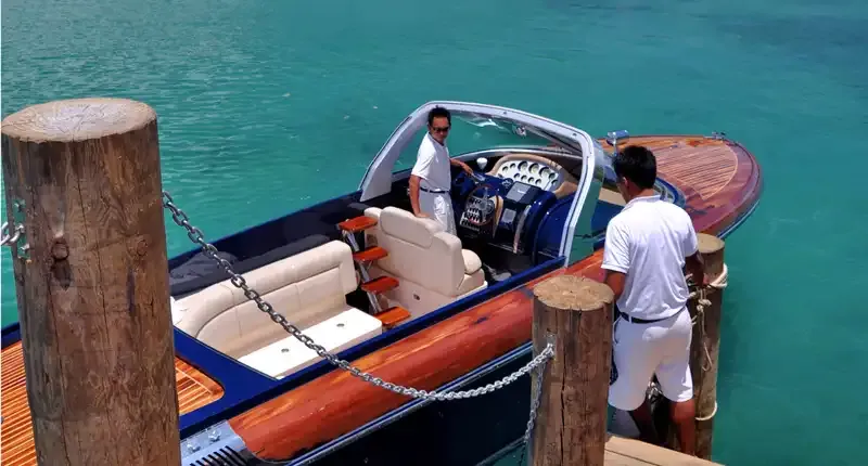Speedboat at the Soneva Kiri jetty