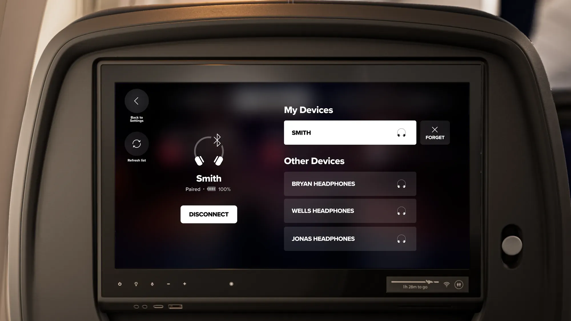Pairing Bluetooth headphones with the new KrisWorld screen